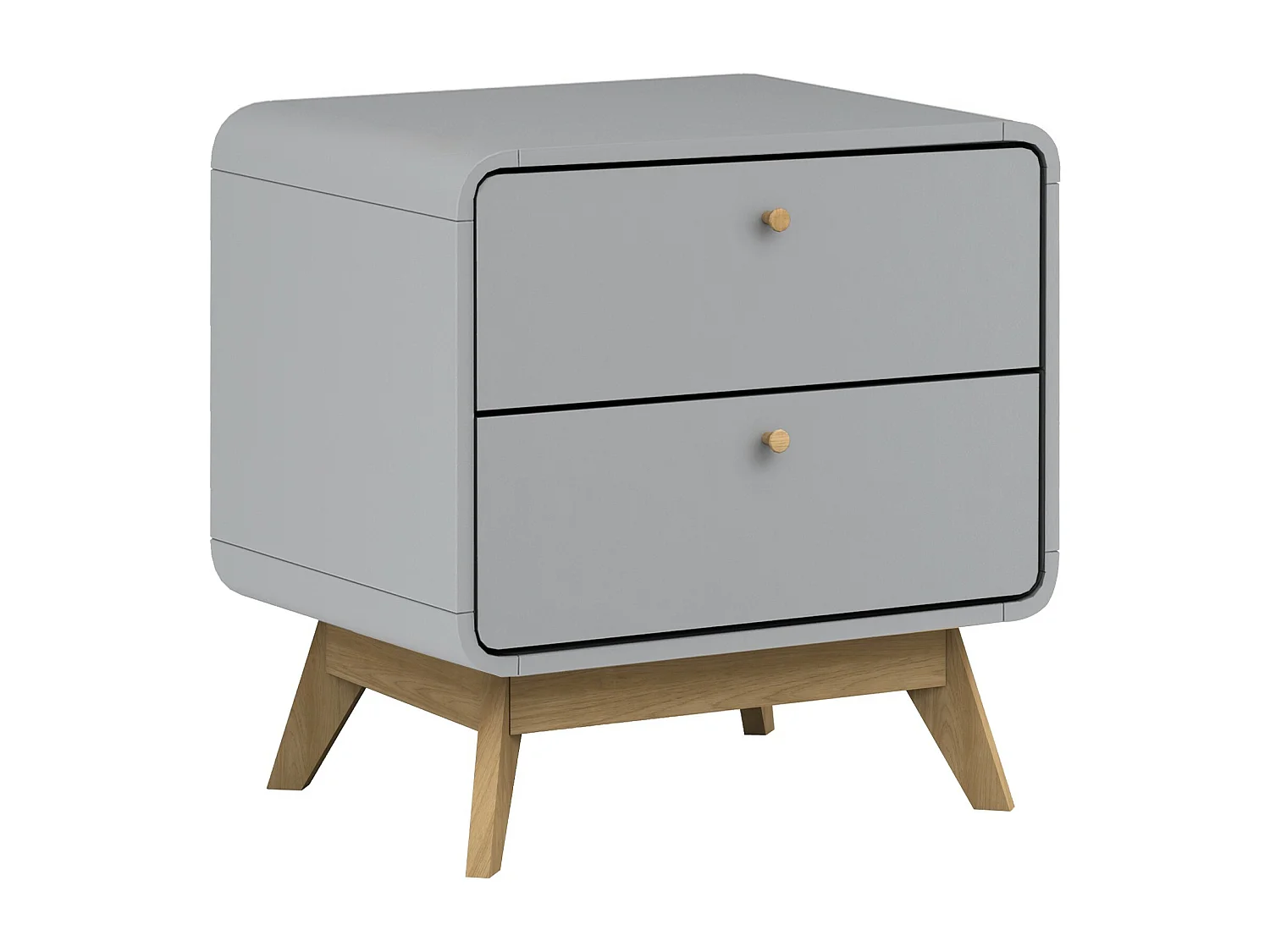 Mesita de noche con 2 cajones en tablero aglomerado gris