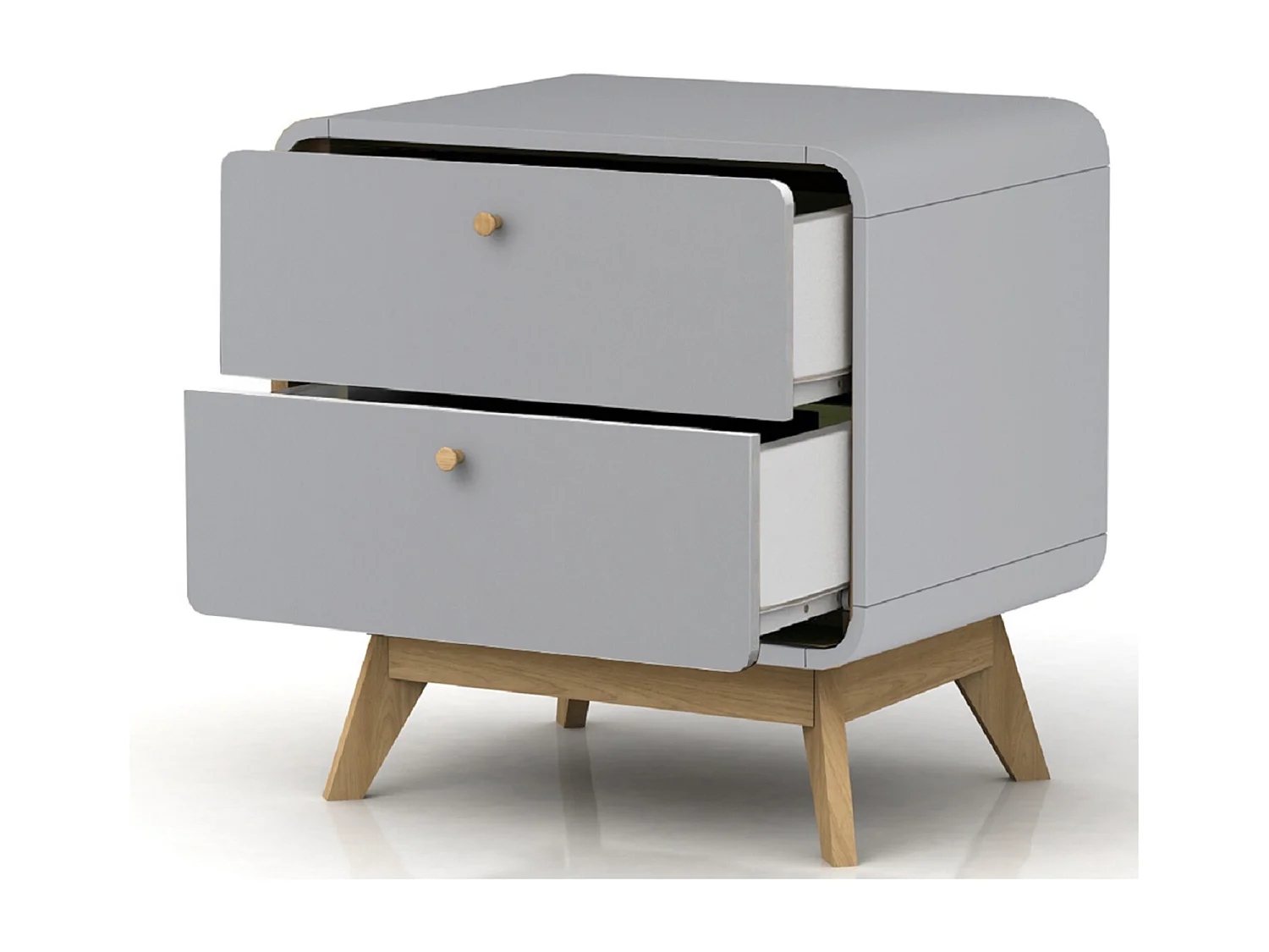 Mesita de noche con 2 cajones en tablero aglomerado gris