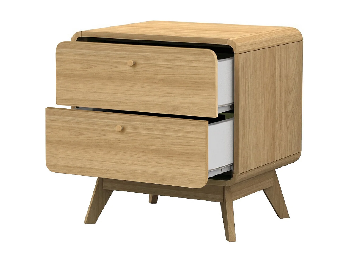 Mesita de noche con 2 cajones en tablero aglomerado roble