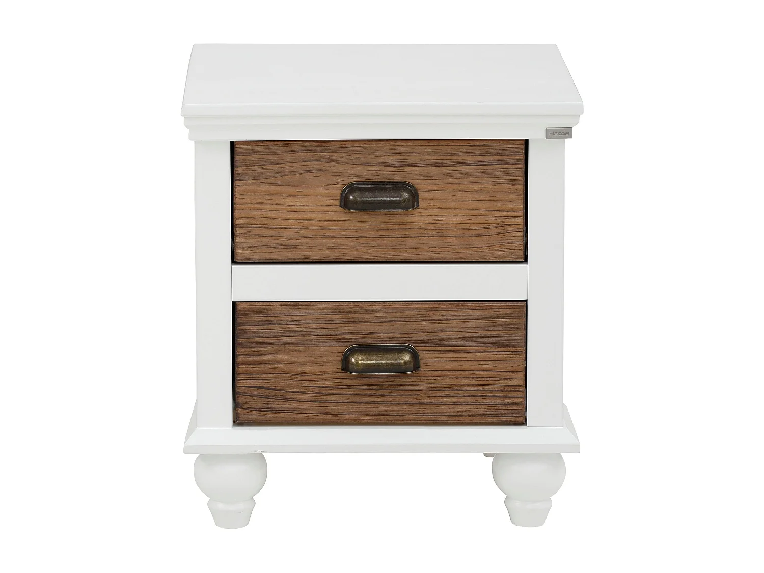 Comodino a 2 cassetti in MDF bianco e nature brush