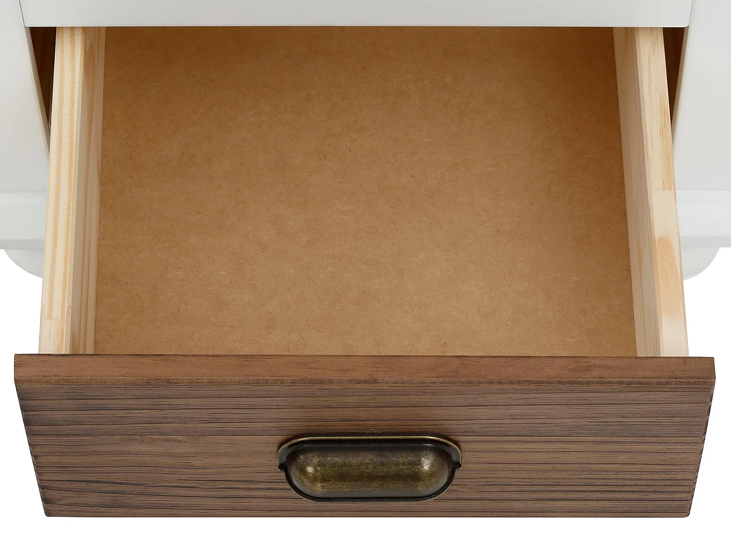 Comodino a 2 cassetti in MDF bianco e nature brush