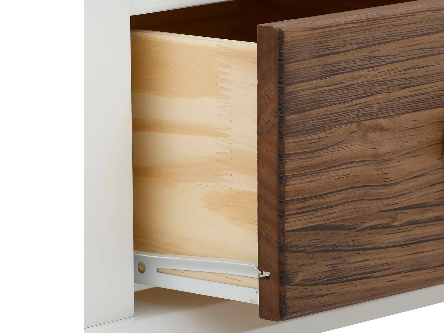 Comodino a 2 cassetti in MDF bianco e nature brush