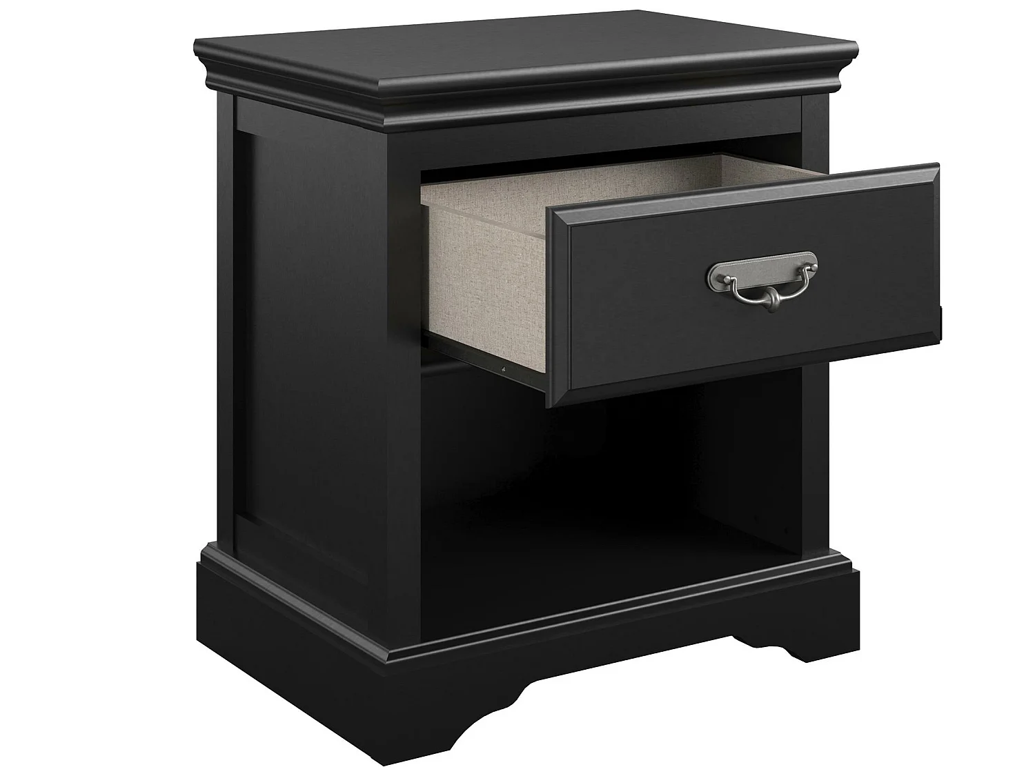 Mesita de noche con 1 cajón en MDF negro