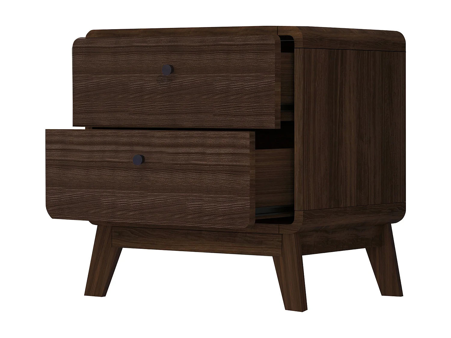 Nachttisch mit 2 Schubladen aus Nussbaumholz
