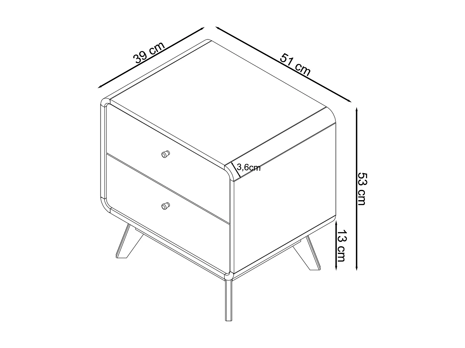 Nachttisch mit 2 Schubladen aus Nussbaumholz