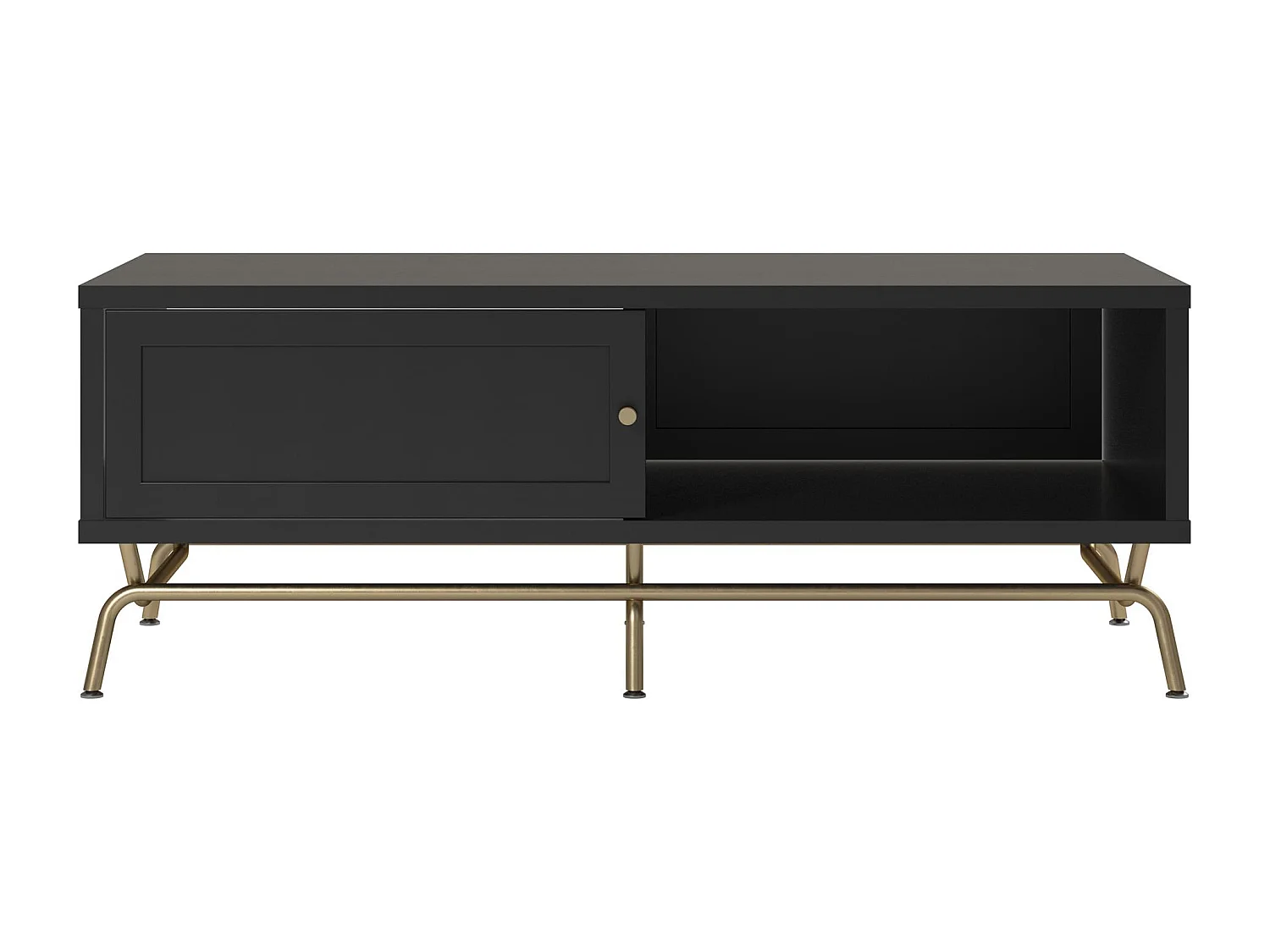 Couchtisch mit Schiebetür aus MDF, schwarz