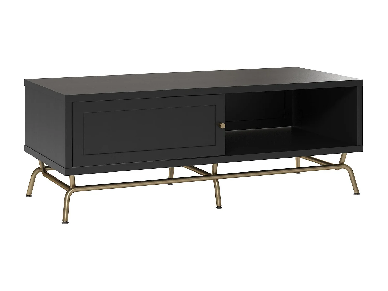 Couchtisch mit Schiebetür aus MDF, schwarz