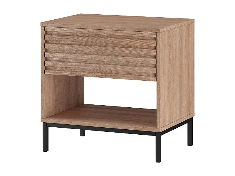 Mesa de cabeceira com 2 gavetas em MDF branco com pincel natural