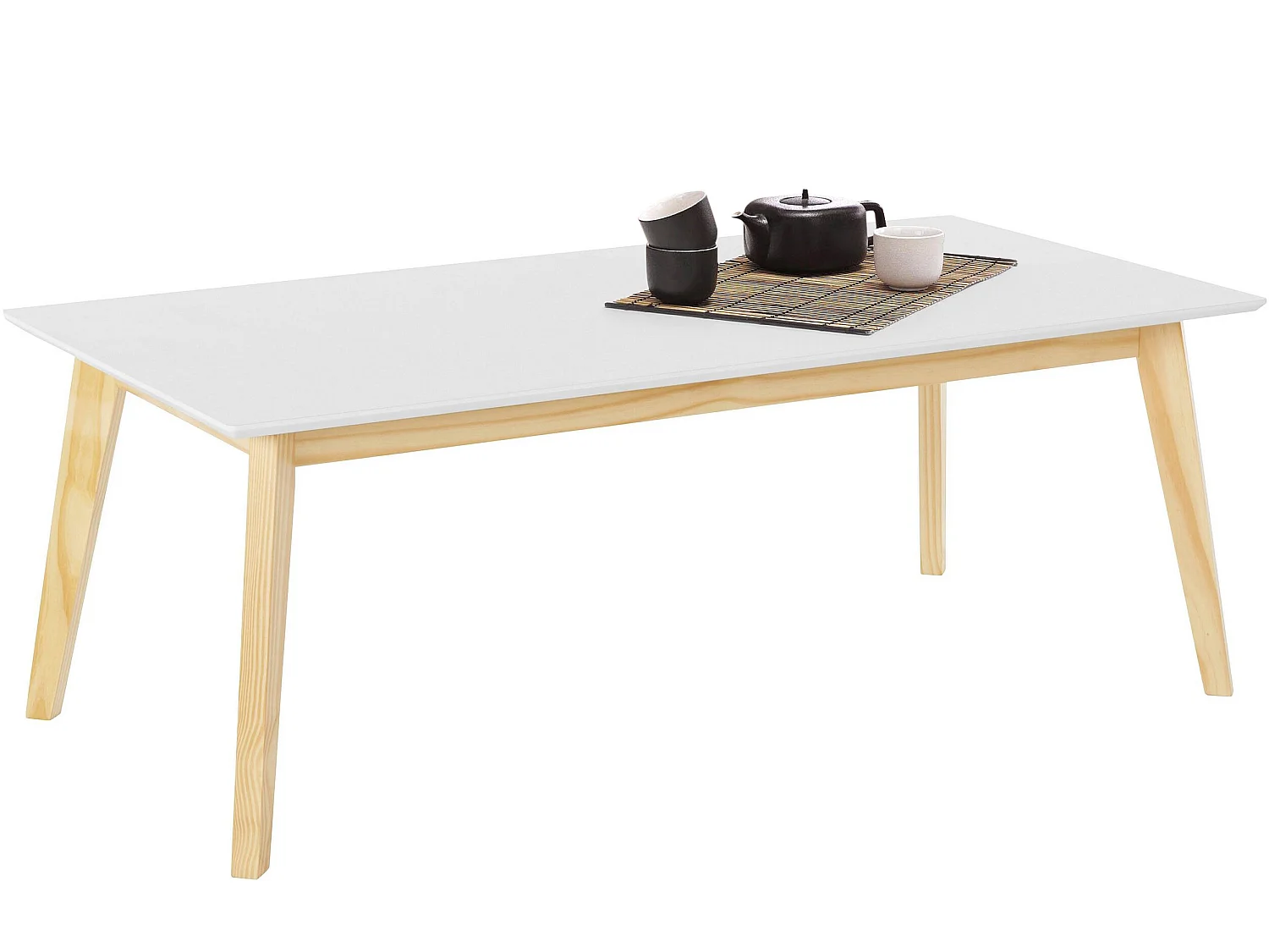 Cody | Table à manger en MDF blanc et nature