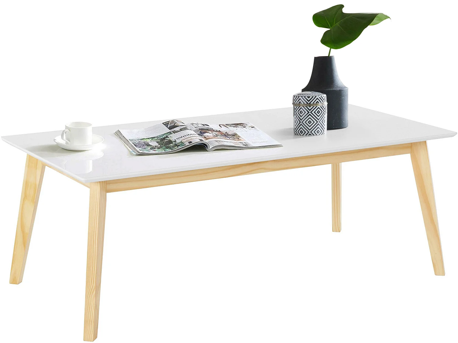 Cody | Table à manger en MDF blanc et nature