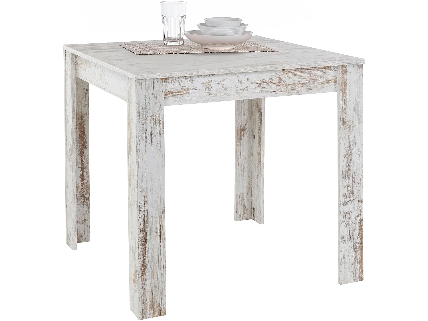 Lynn | Table à manger en MDF blanc antique