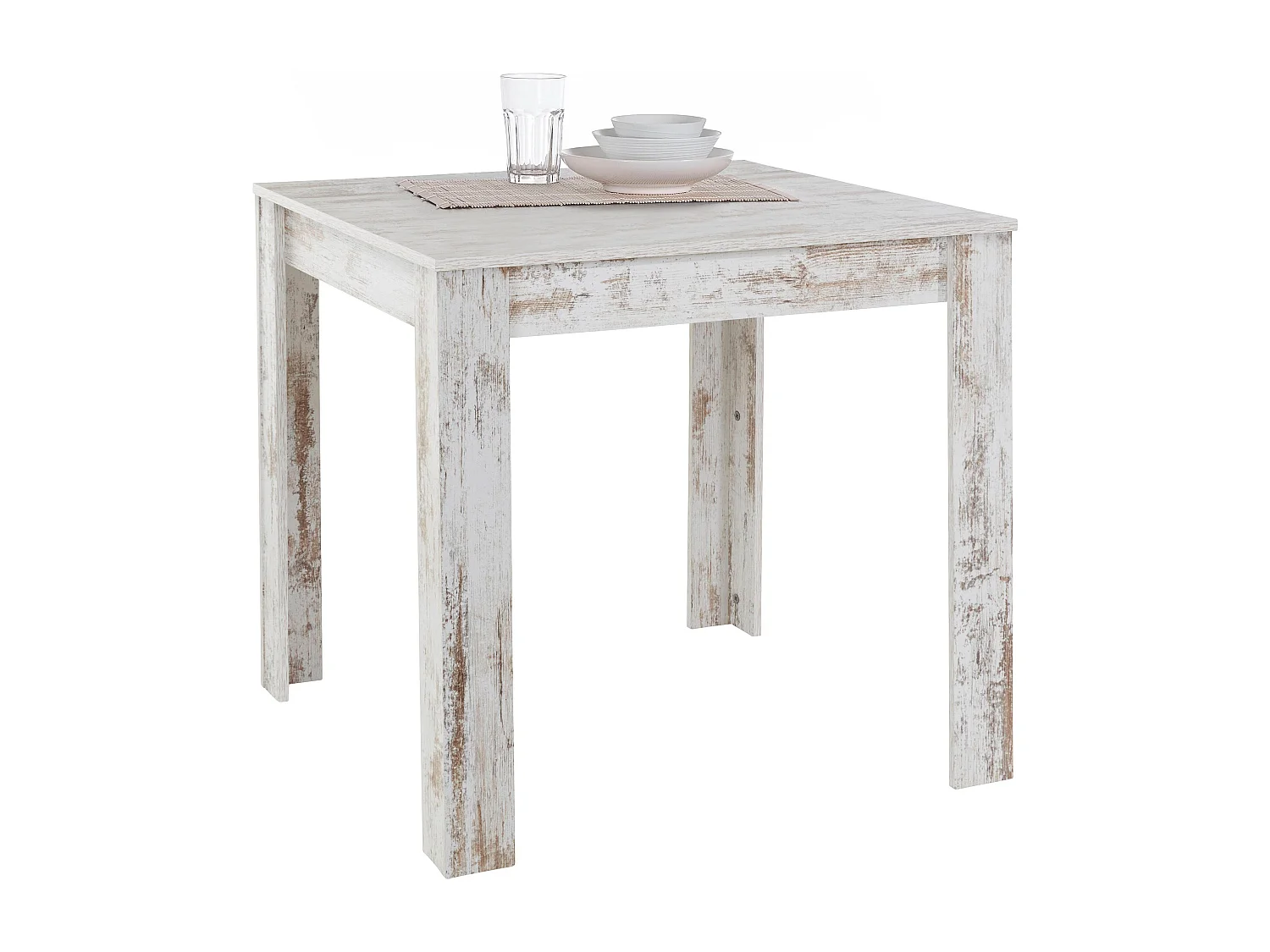 Lynn | Table à manger en MDF blanc antique