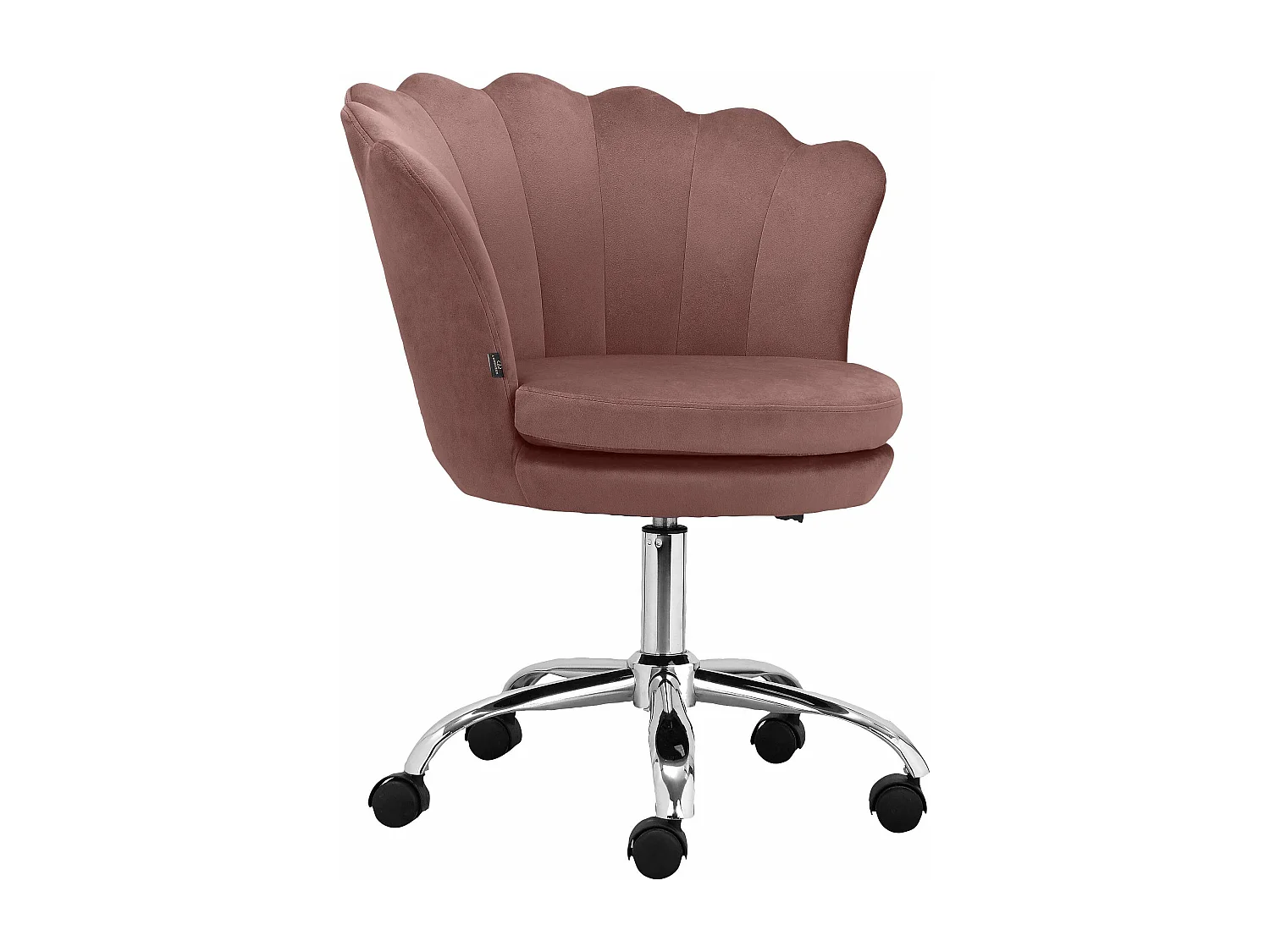 Silla de oficina tapizada en terciopelo rosa