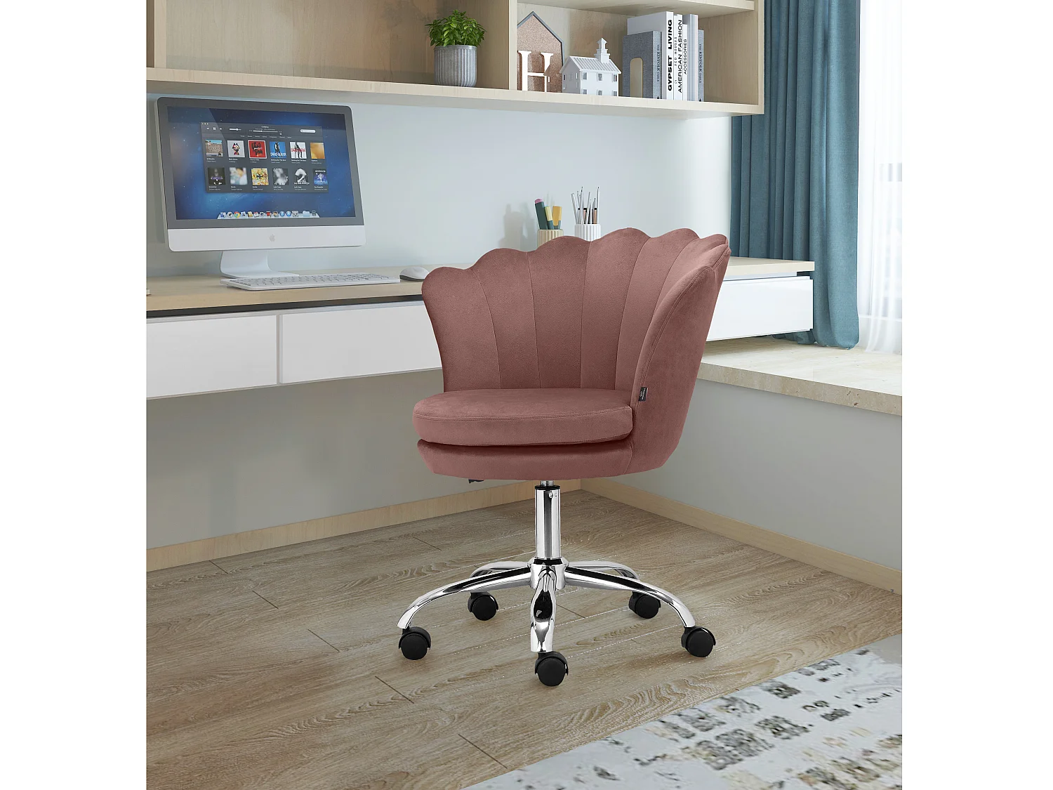 Wendy | Chaise de bureau rembourrée en velours rose
