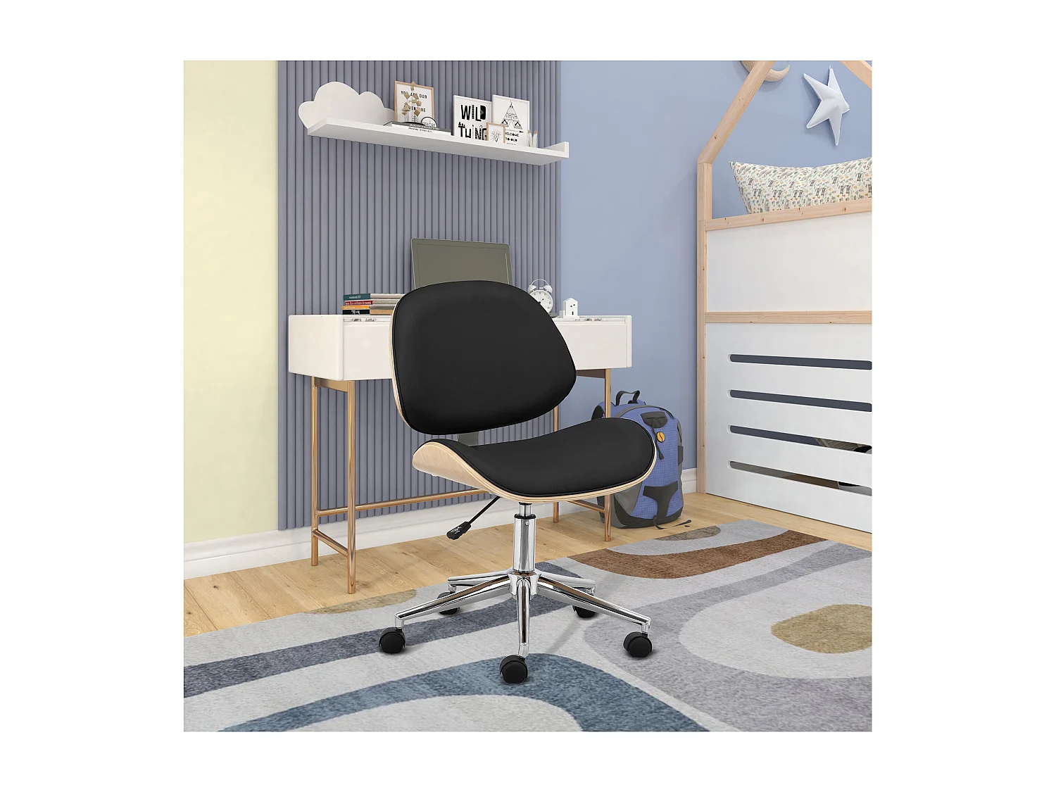 Yoko | Chaise de bureau en PU noir