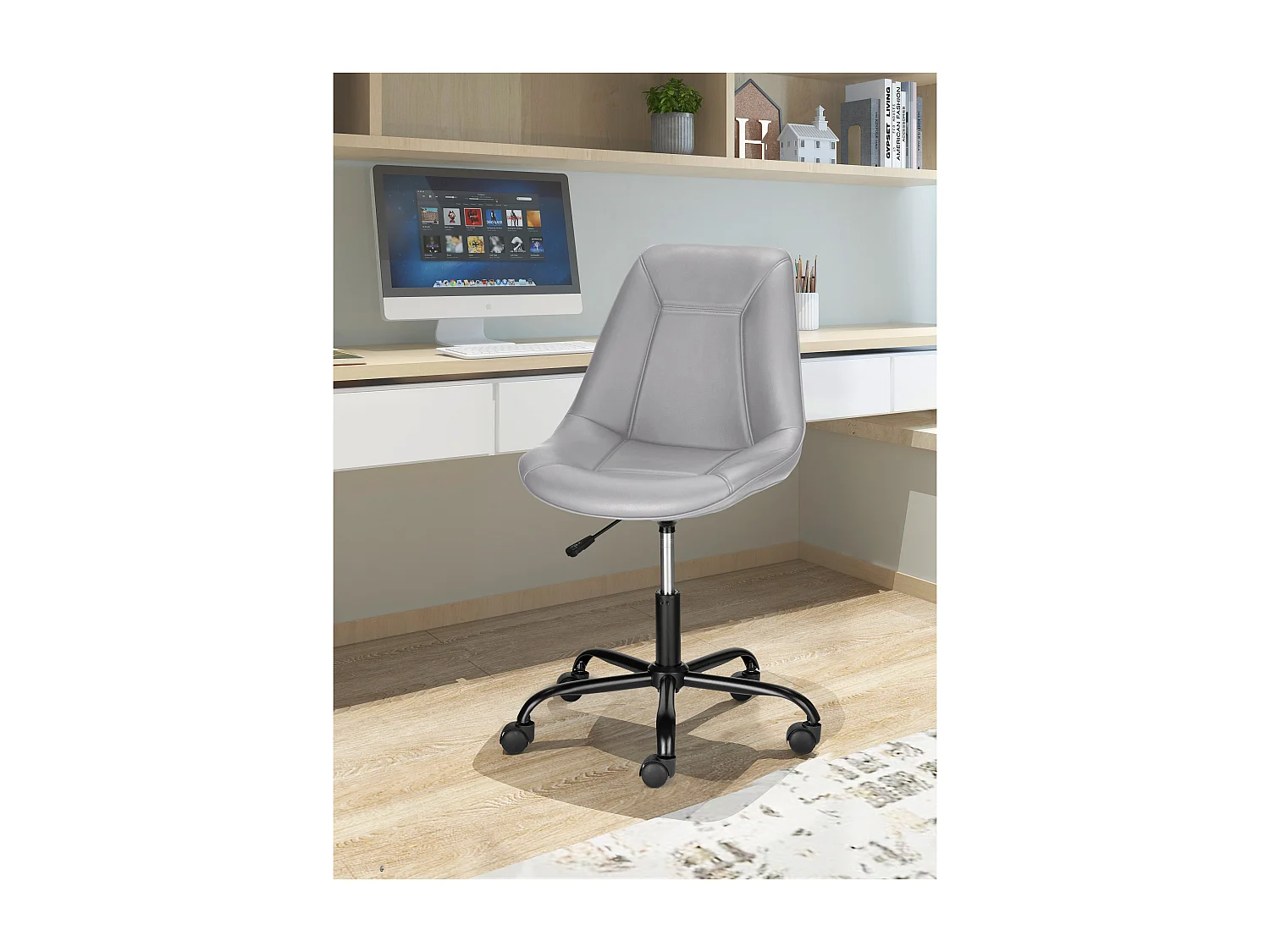 Kenny | Chaise de bureau rembourrée en PU gris