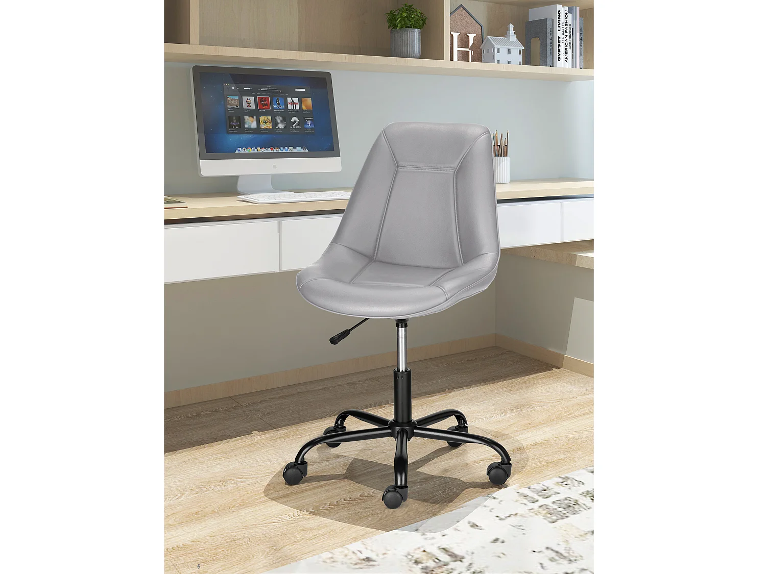 Sedia da ufficio imbottita in PU grigio