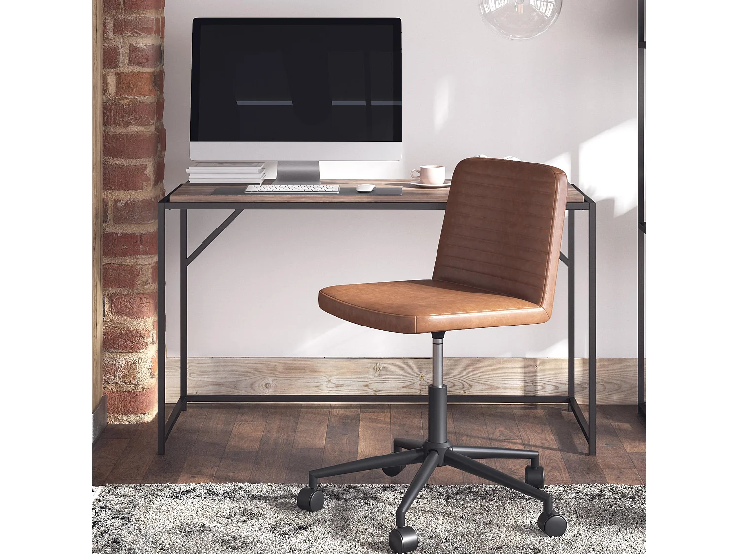 Bürostuhl aus Kunstleder in Kamelbraun