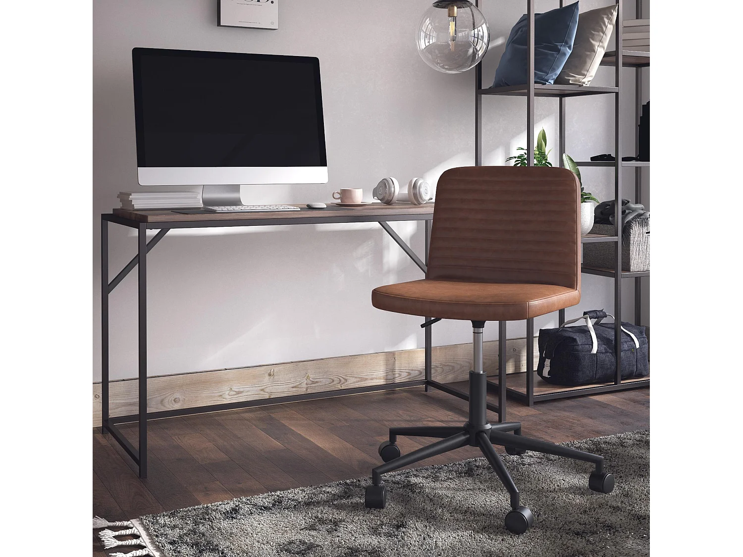 Bürostuhl aus Kunstleder in Kamelbraun