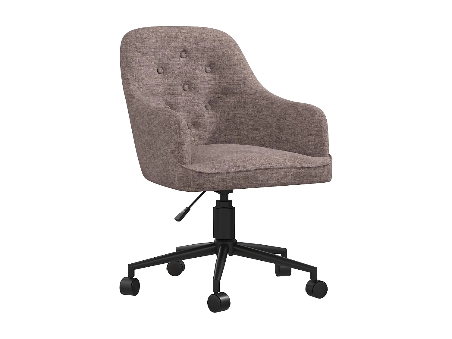 Sedia da ufficio imbottita con ruote in lino grigio