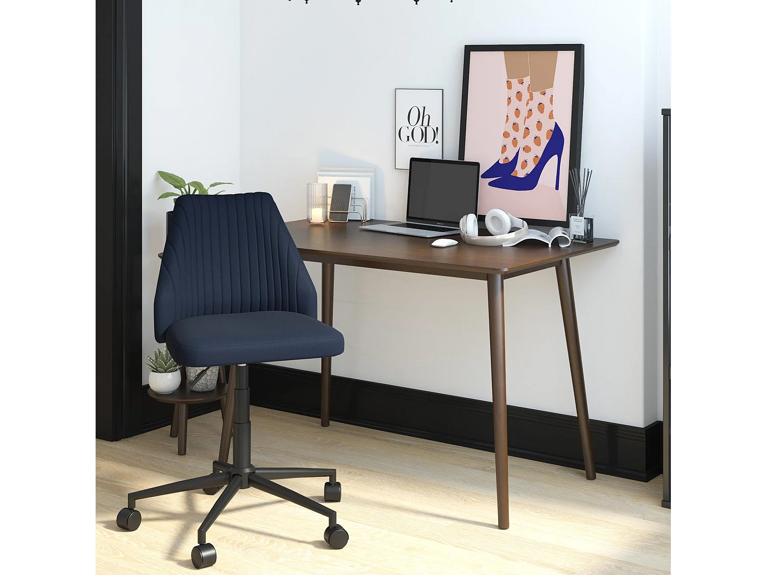 Brittany | Chaise de bureau en tissu bleu