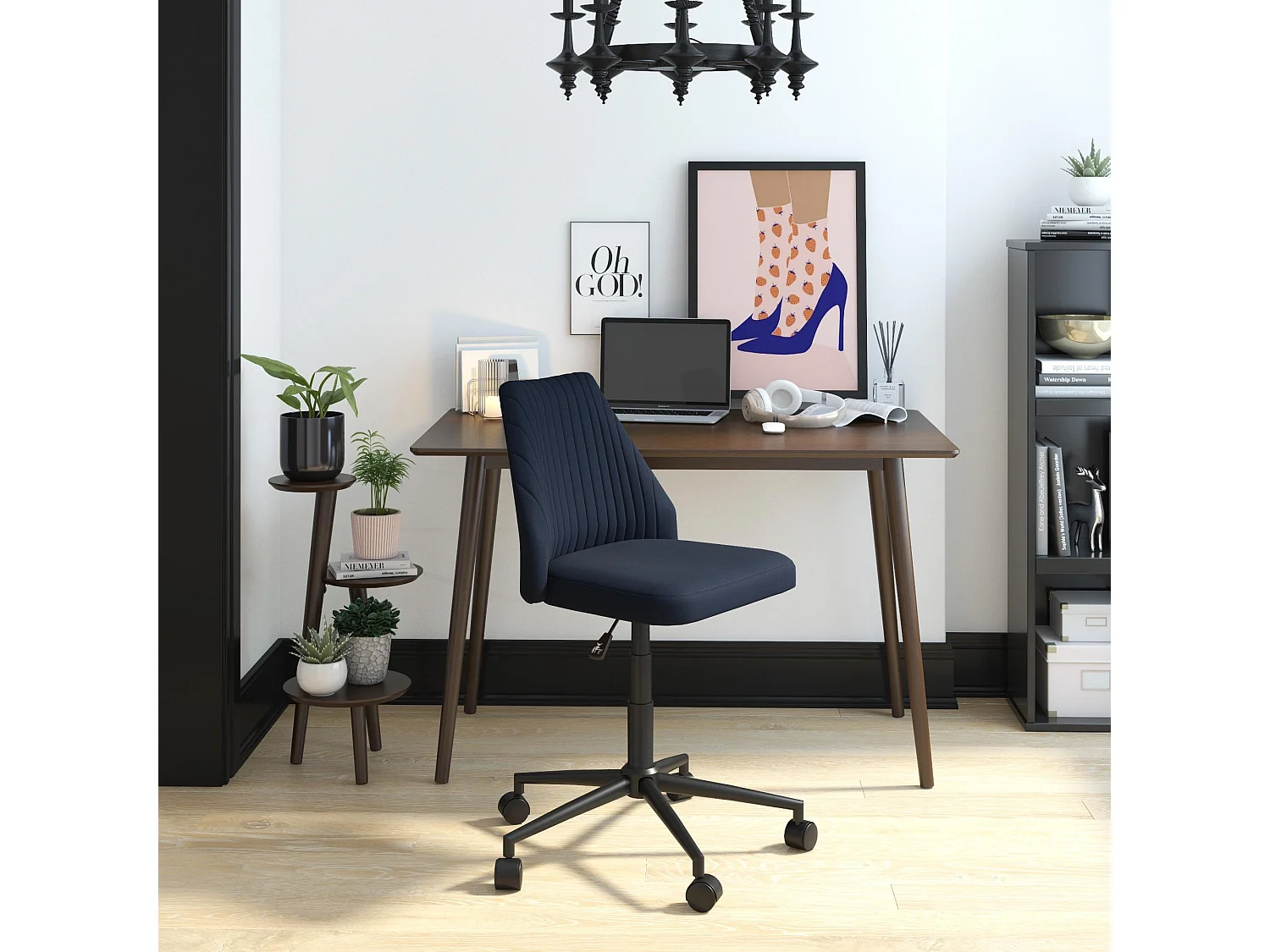 Brittany | Chaise de bureau en tissu bleu