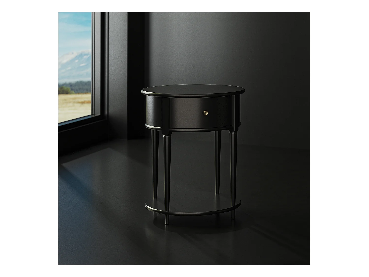 Mesa auxiliar con 1 cajón en MDF negro