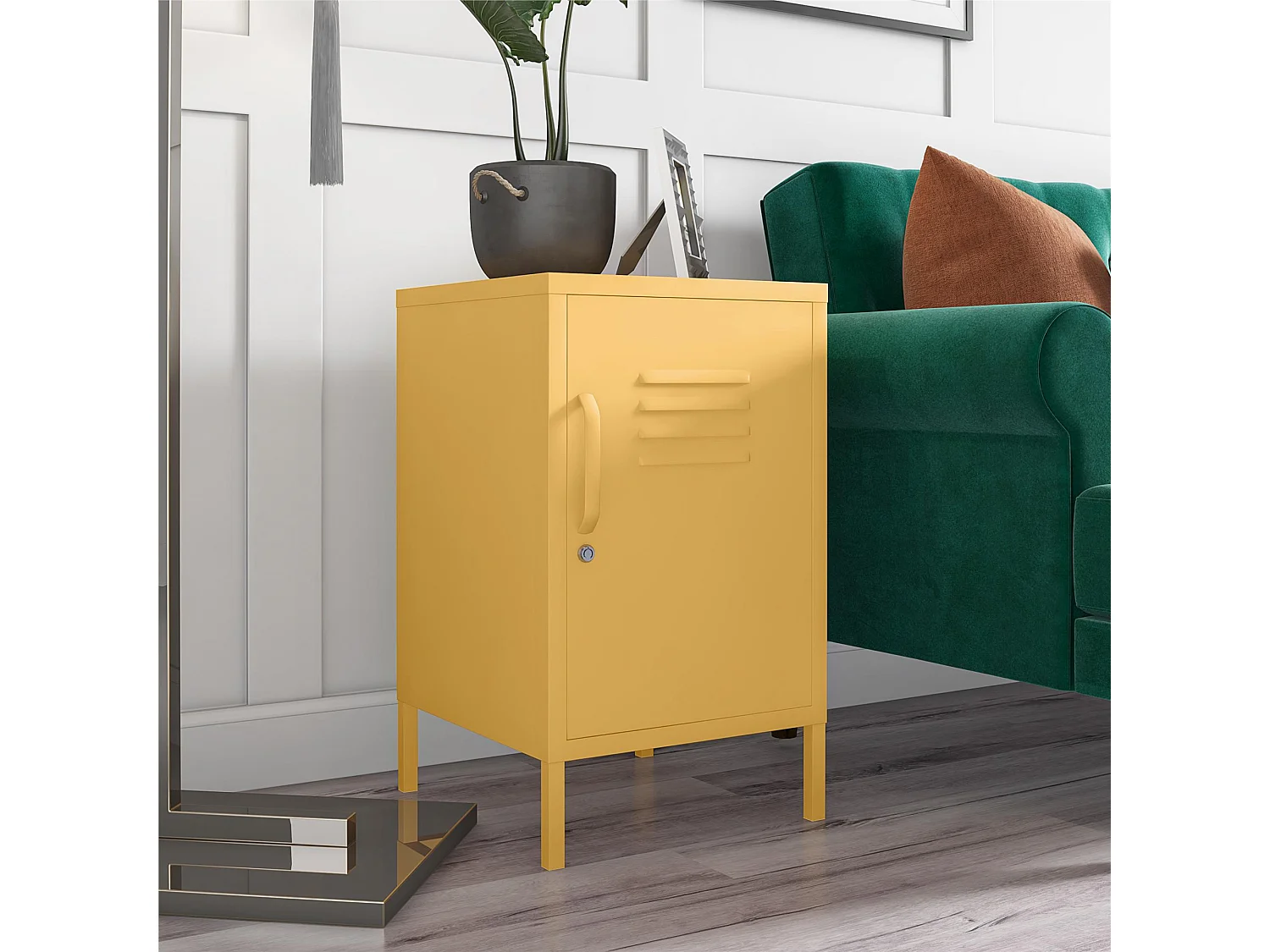 Cache | Revêtement en poudre pour table d'appoint en métal jaune