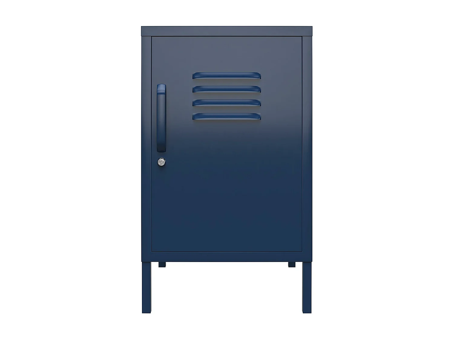 Mesa decorativa con 1 puerta en metal azul marino