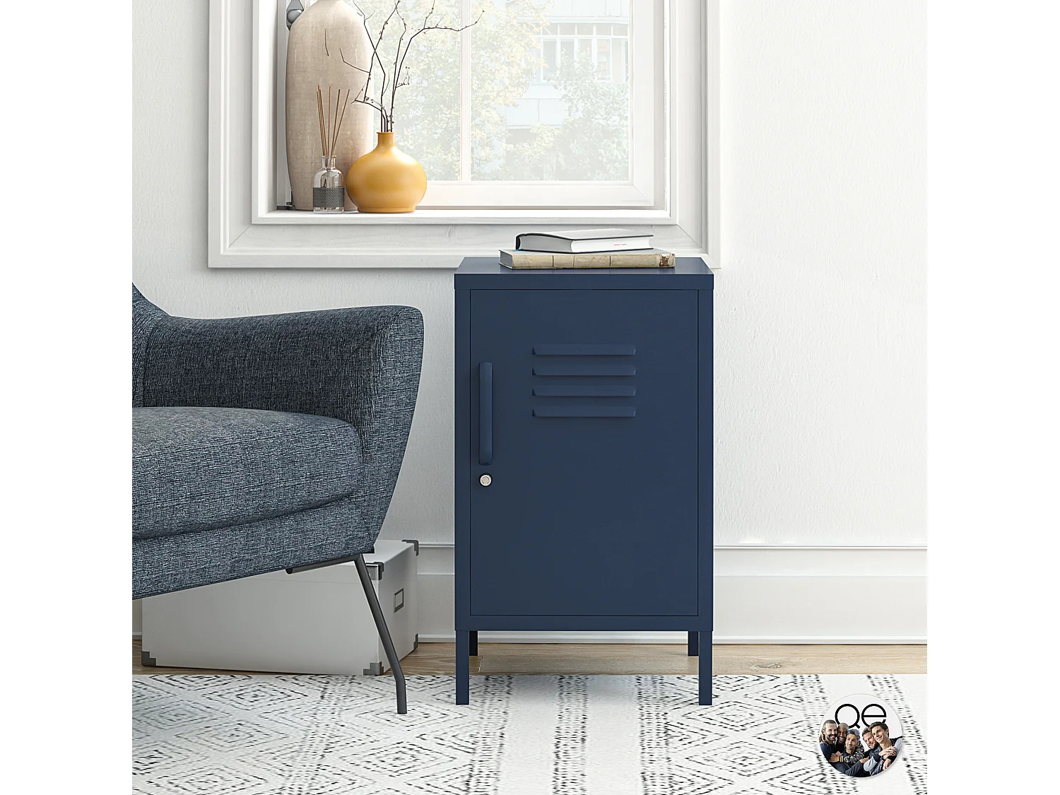 Bradford | Table d'appoint avec 1 porte en métal marine