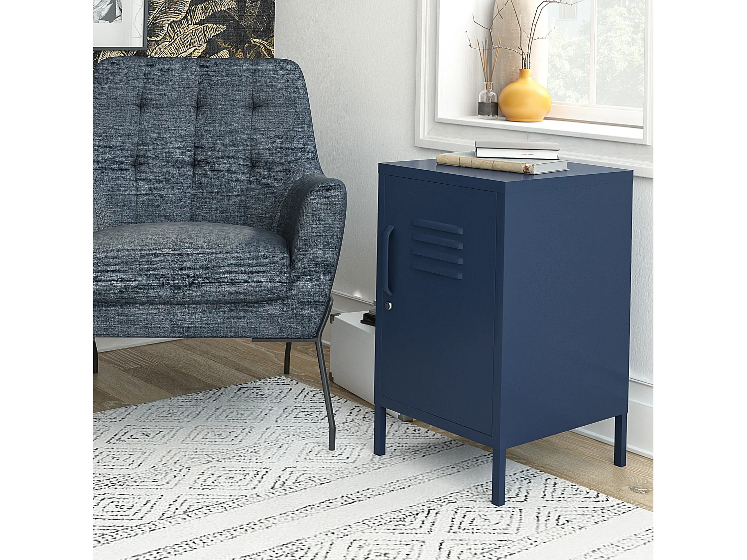 Bradford | Table d'appoint avec 1 porte en métal marine