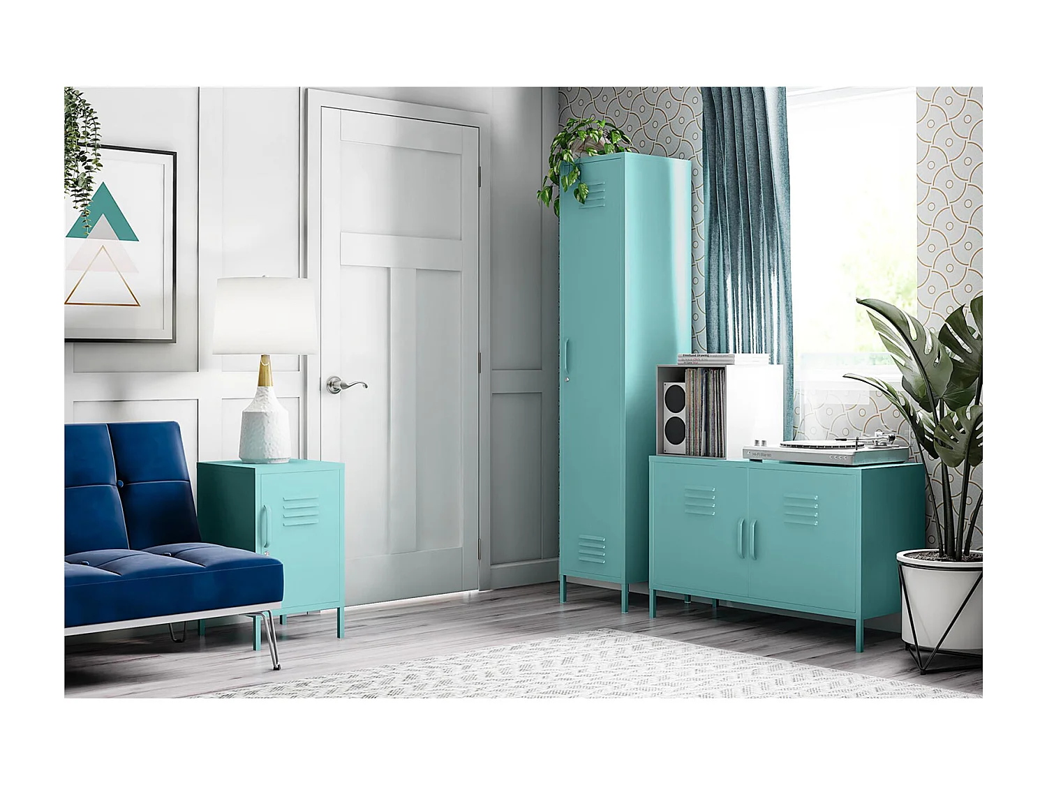 Cache | Table d'appoint revêtement en poudre en métal menthe