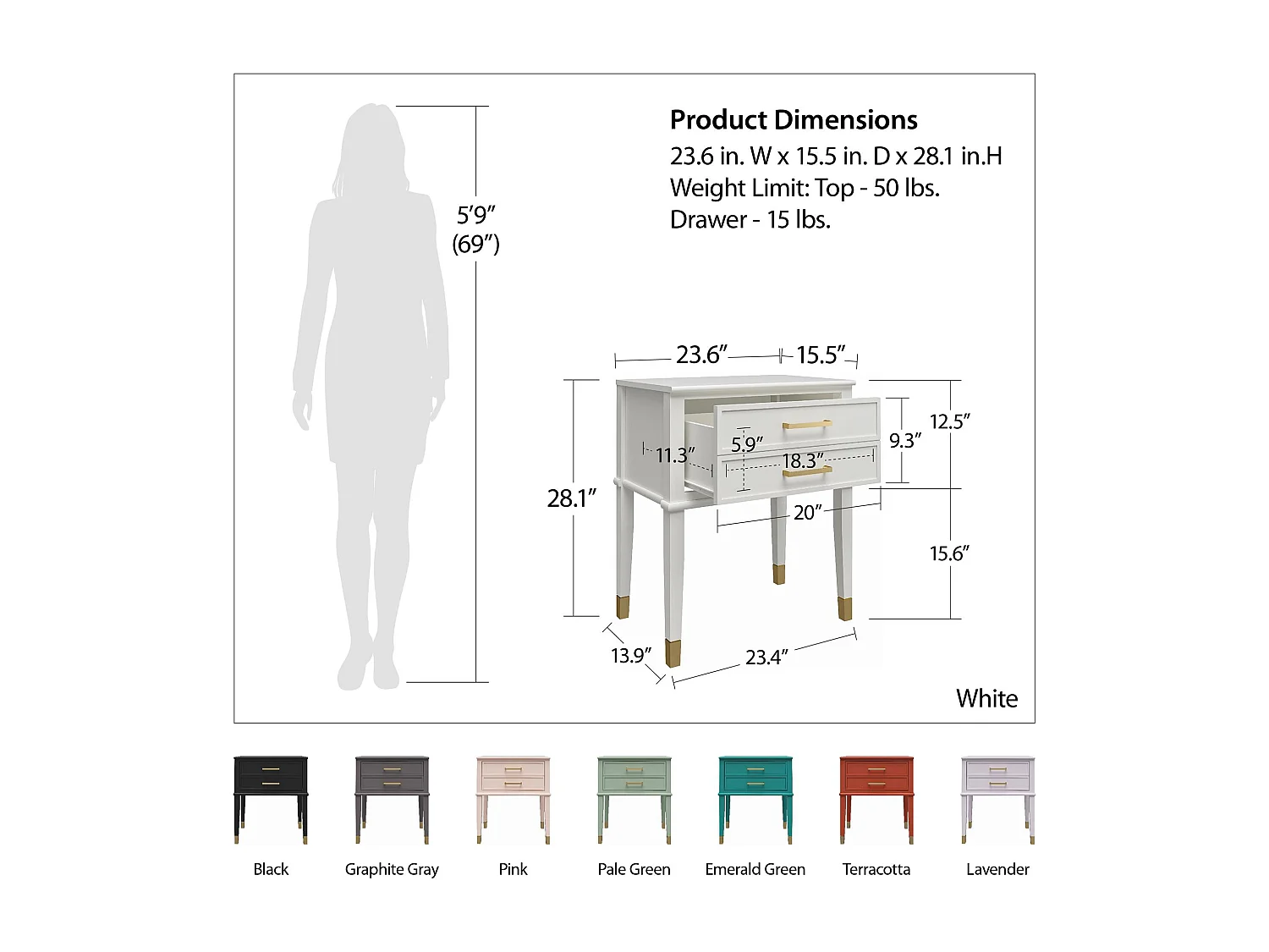 Westerleigh | Mesa de centro con 1 cajón en MDF gris grafito