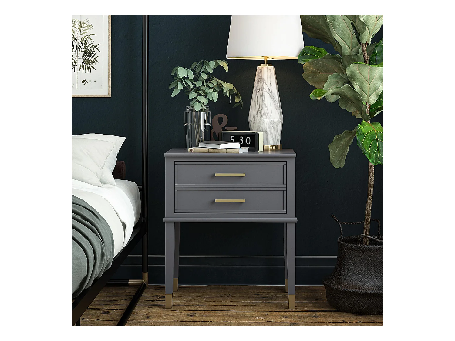 Westerleigh | Beistelltisch mit 1 Schublade aus MDF Grau