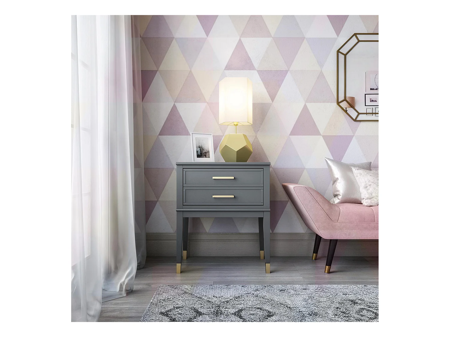 Westerleigh | Beistelltisch mit 1 Schublade aus MDF Grau