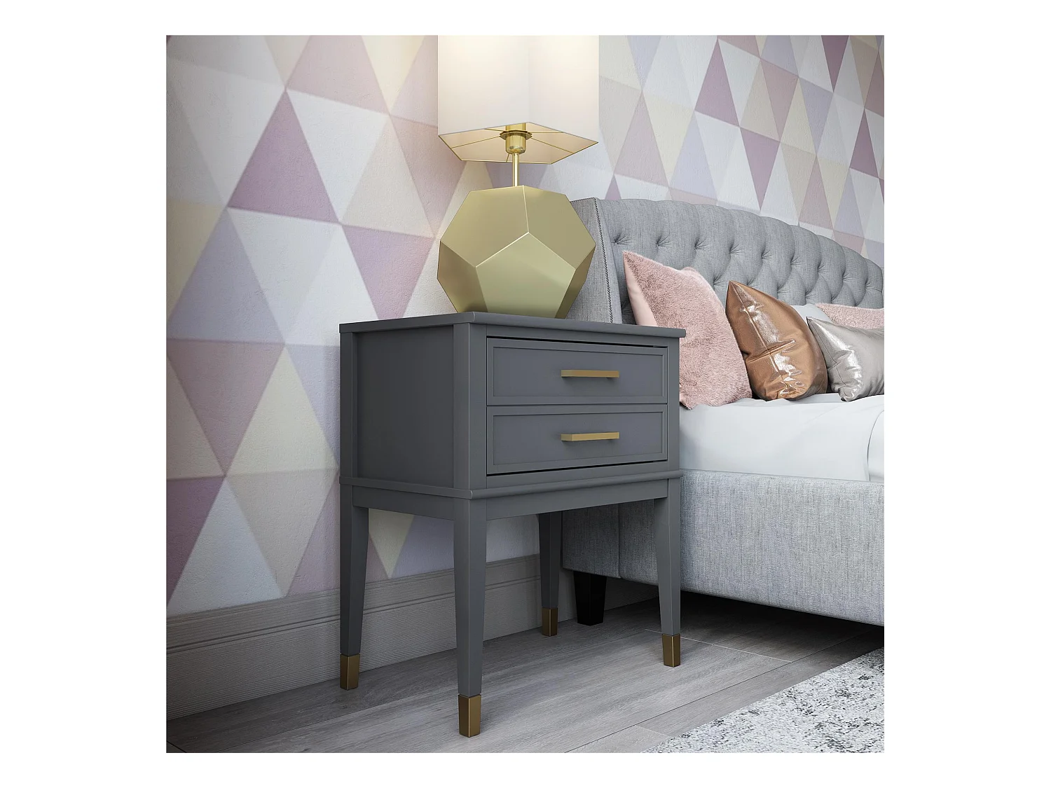 Westerleigh | Beistelltisch mit 1 Schublade aus MDF Grau