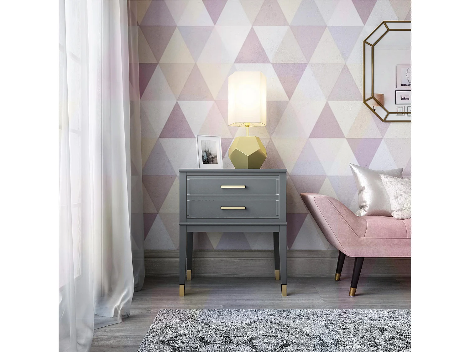 Westerleigh | Bijzettafel met 1 lade in MDF grafietgrijs