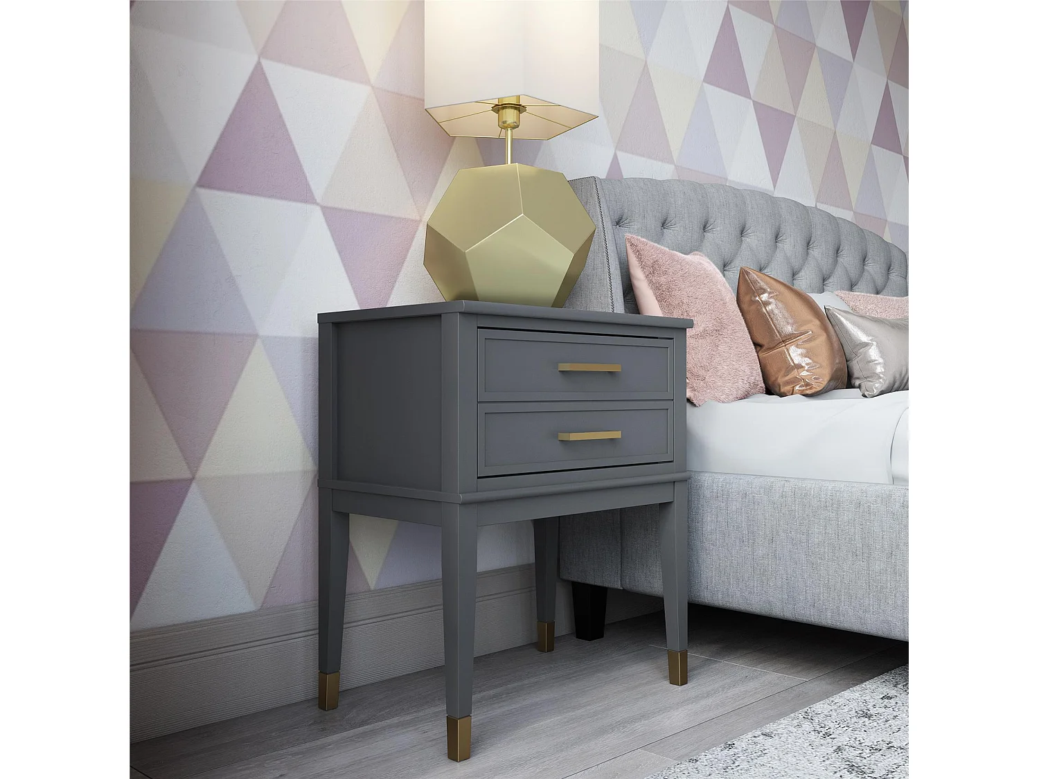 Westerleigh | Table d'appoint à 1 tiroir en MDF gris graphite