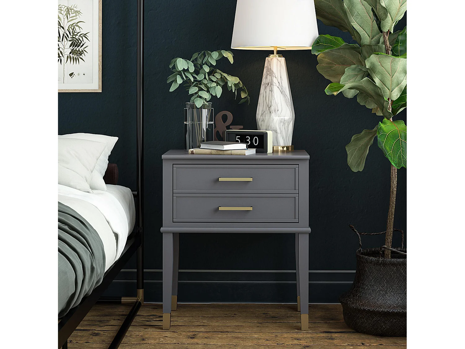 Westerleigh | Table d'appoint à 1 tiroir en MDF gris graphite