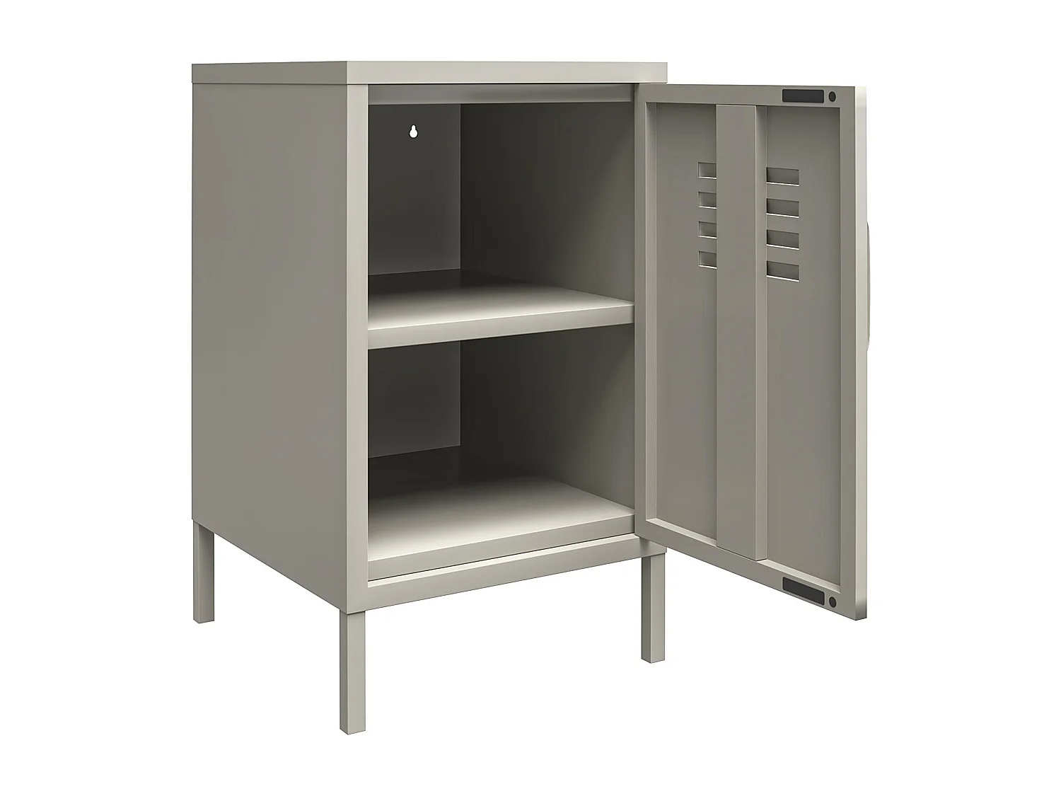 Akzenttisch mit 1 Tür aus Metall in Taupe