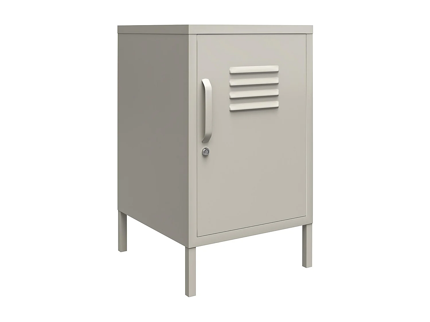 Akzenttisch mit 1 Tür aus Metall in Taupe