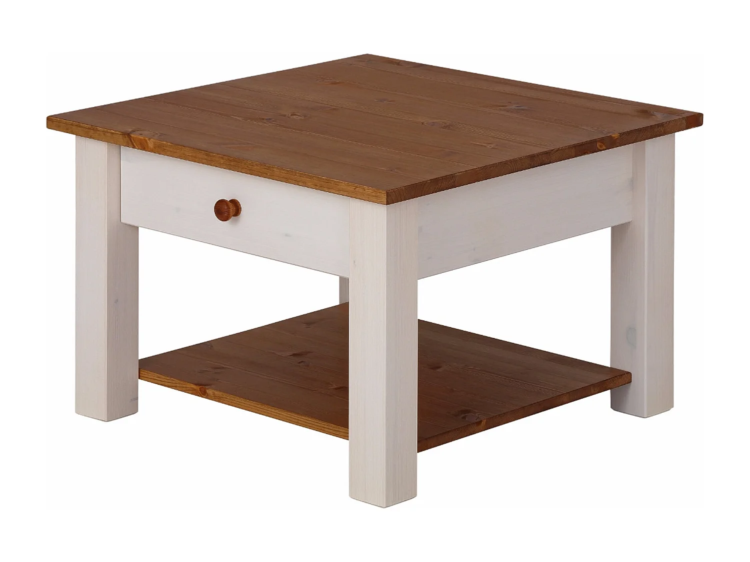 Chicago | Table basse avec 1 étagère en pin blanc et miel