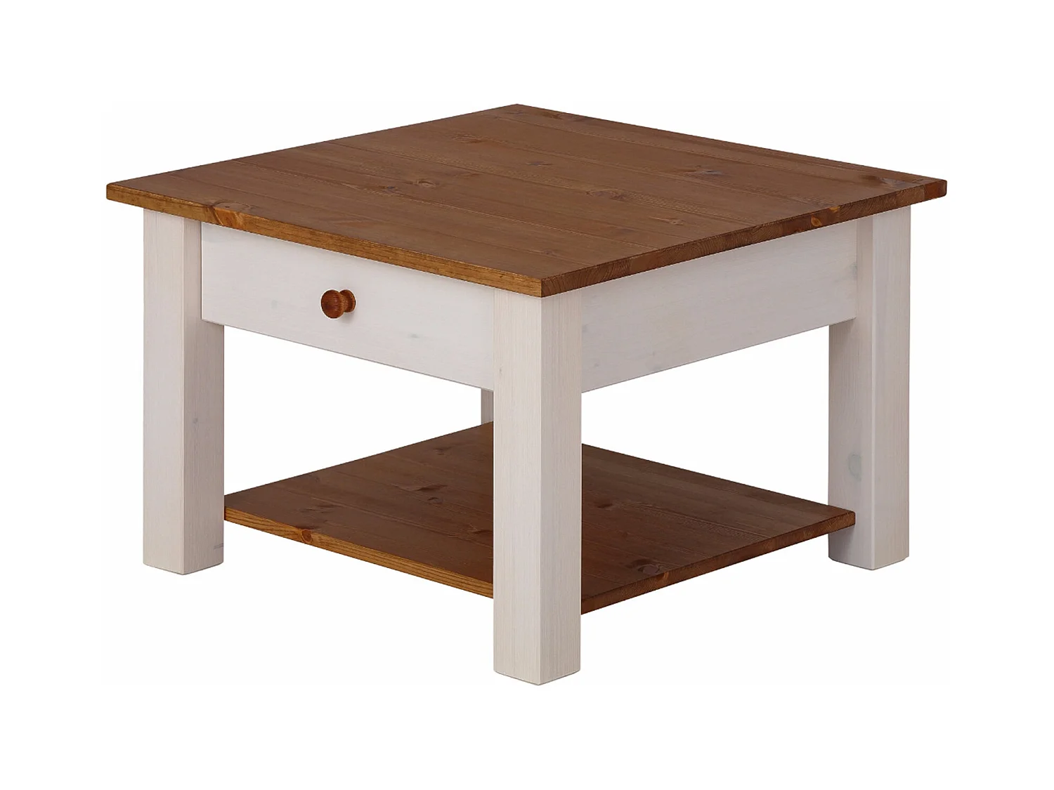 Chicago | Table basse avec 1 étagère en pin blanc et miel