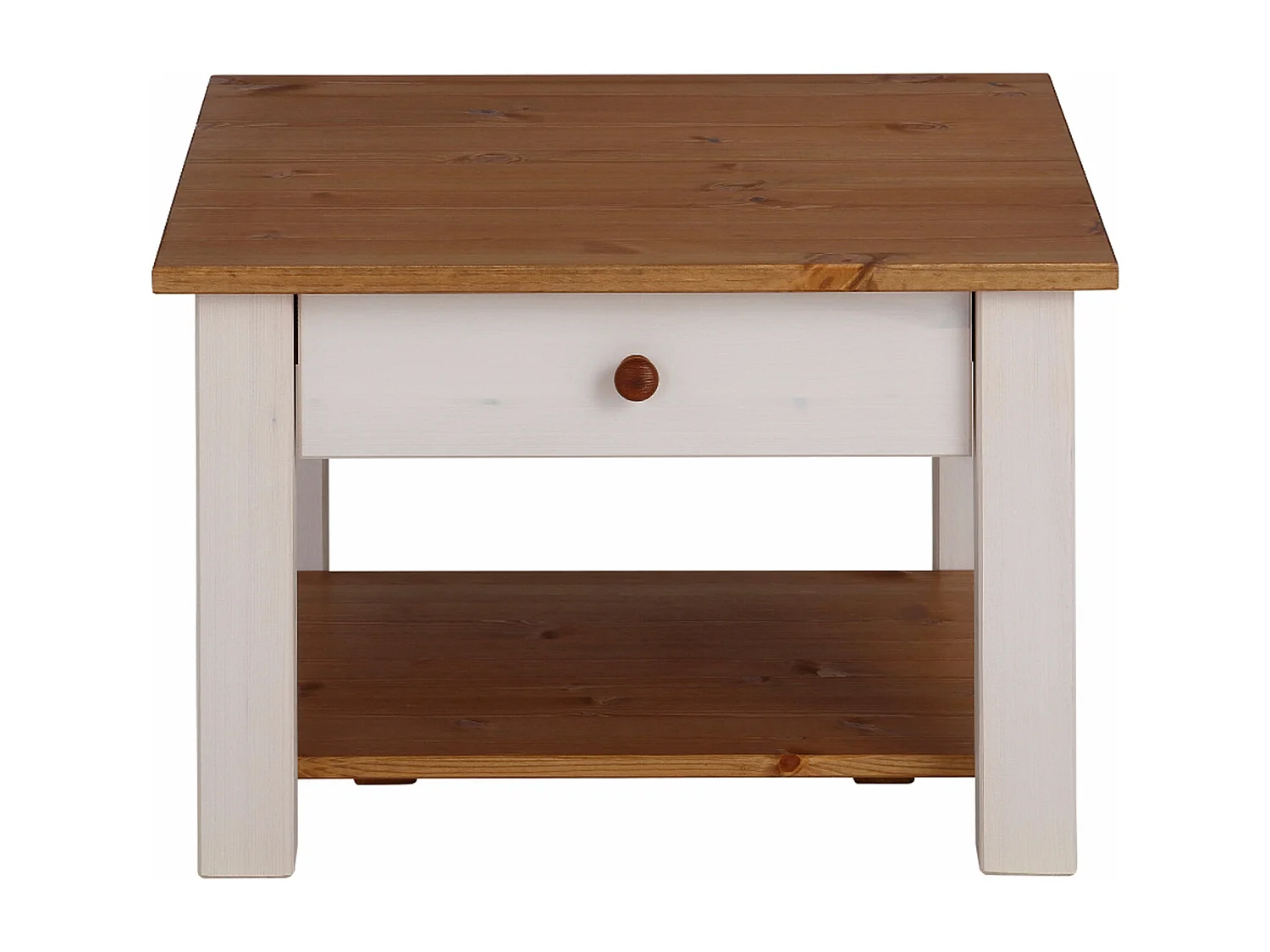 Chicago | Table basse avec 1 étagère en pin blanc et miel