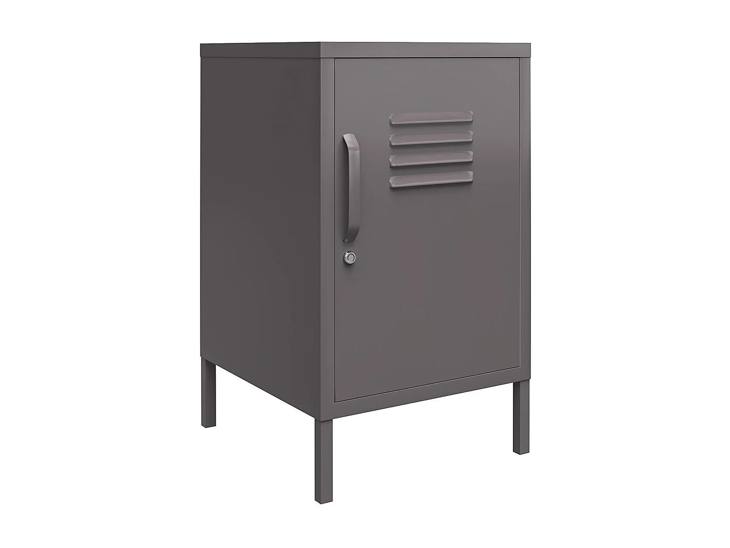 Akzenttisch mit 1 Tür aus Metall in Graphitgrau