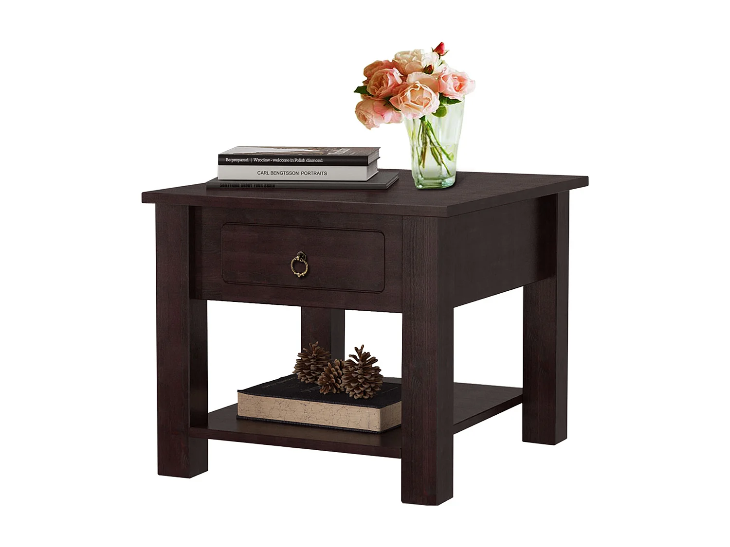 Salontafel met 1 Lade in Grenen Donkerbruin