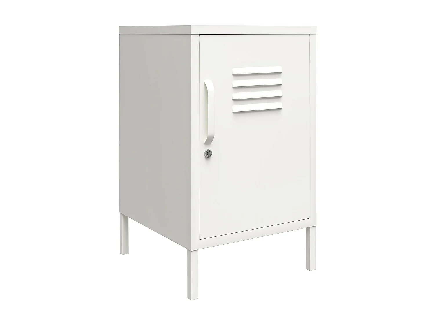 Tavolino con 1 anta in metallo bianco