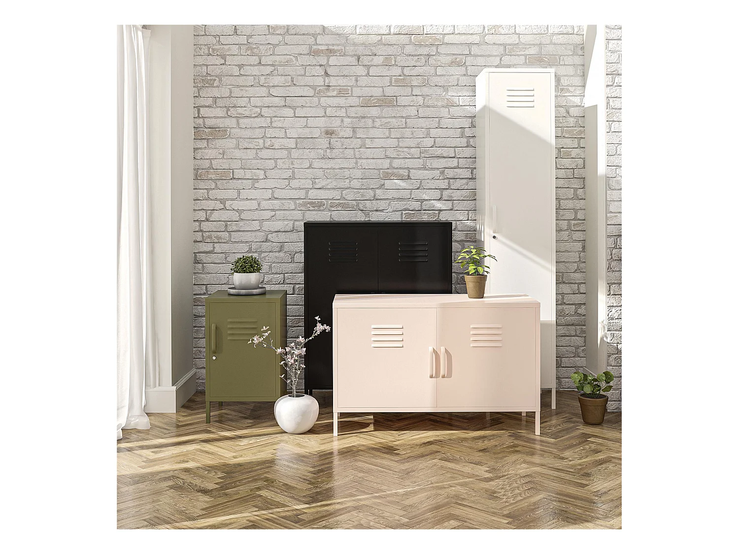 Mission District | Table d'appoint avec 1 porte en métal blanc