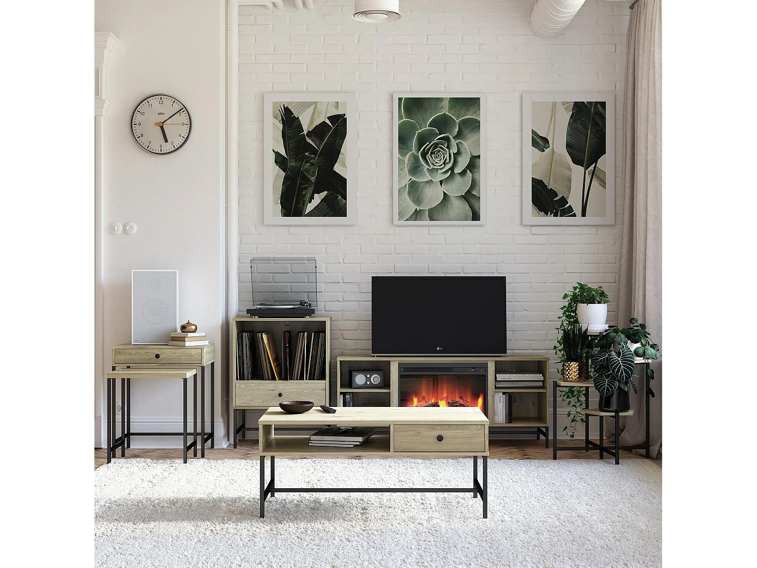 Tamlin | Table basse avec 1 tiroir en aspect bois nature