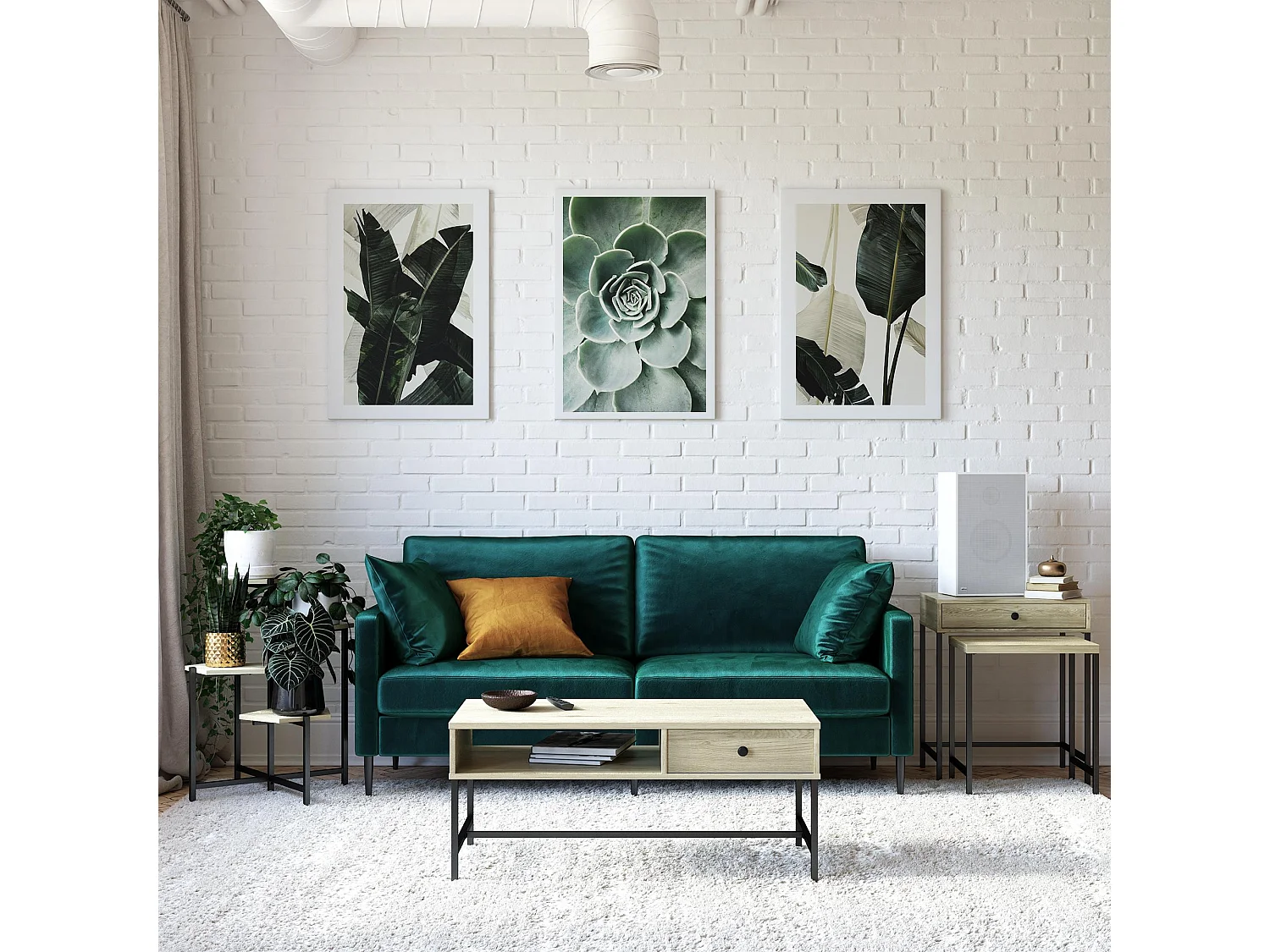 Tamlin | Table basse avec 1 tiroir en aspect bois nature